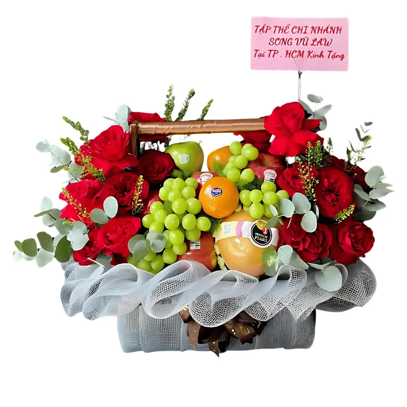 Parcel Buah Mix Bunga Mawar Elegan