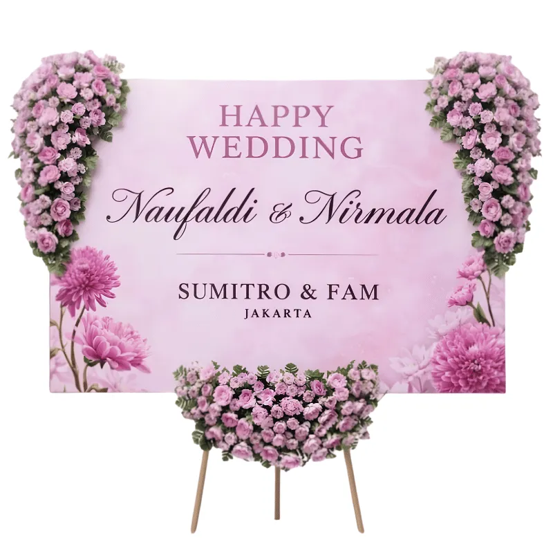 Papan Bunga Printing Wedding Premium – Ucapan Pernikahan Elegan & Berkesan Rating Bagus