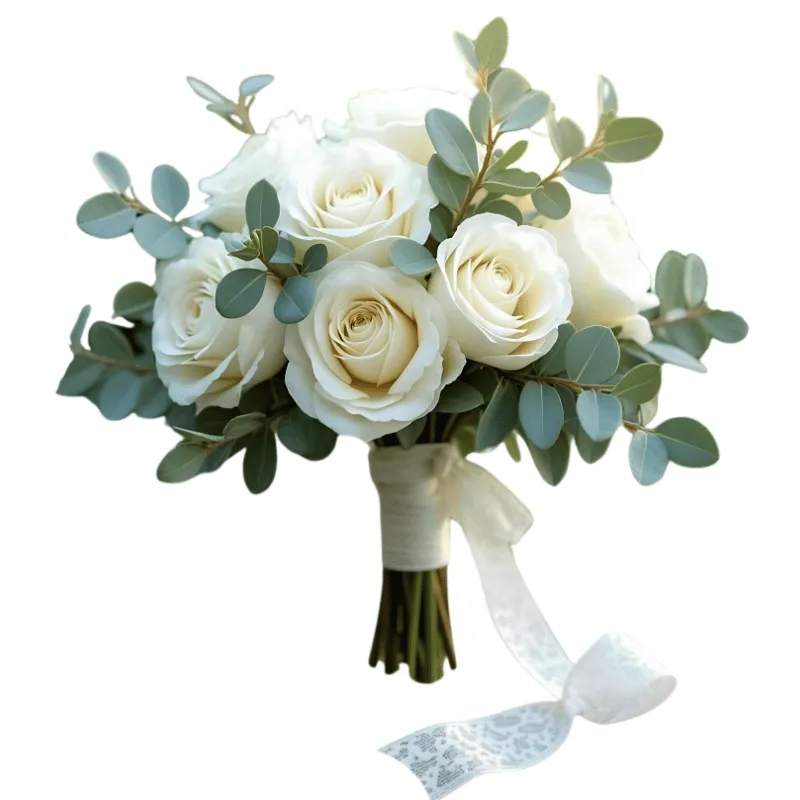 Hand Bouquet Wedding Mawar Putih Premium – Buket Pengantin Elegan dan Romantis Jakarta Utara